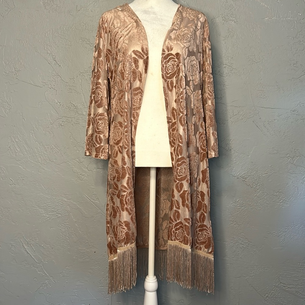 Questions Floral Long Cardigan/Duster